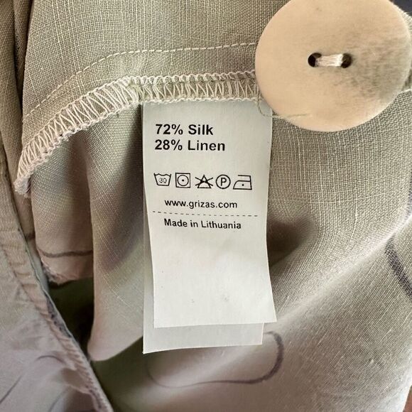 Grizas Women’s Silk Linen Blend Green Sleeveless Jumper Style Dress With All Ove - Picture 9 of 11